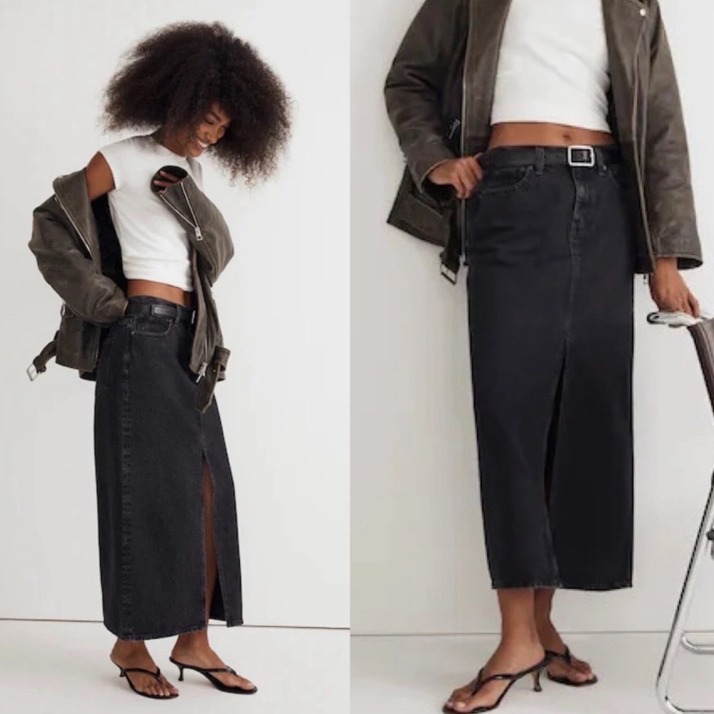 Madewell Denim Mid-Rise Maxi Skirt in Lunar Wash Size 29 Minimalist